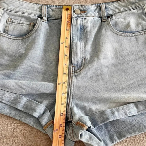 Pacsun Womens Blue High-Rise Hi-Waist Jeans Shorts Size 32 Ladies Roll-Up Denim - Picture 4 of 8